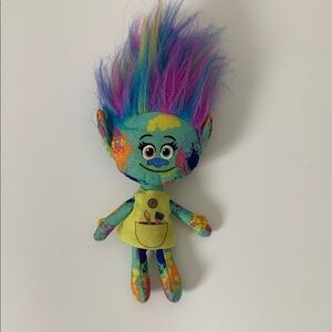Dreamworks Trolls Harper Soft Doll Blue 13.5" Rainbow Smock Paint Splatter